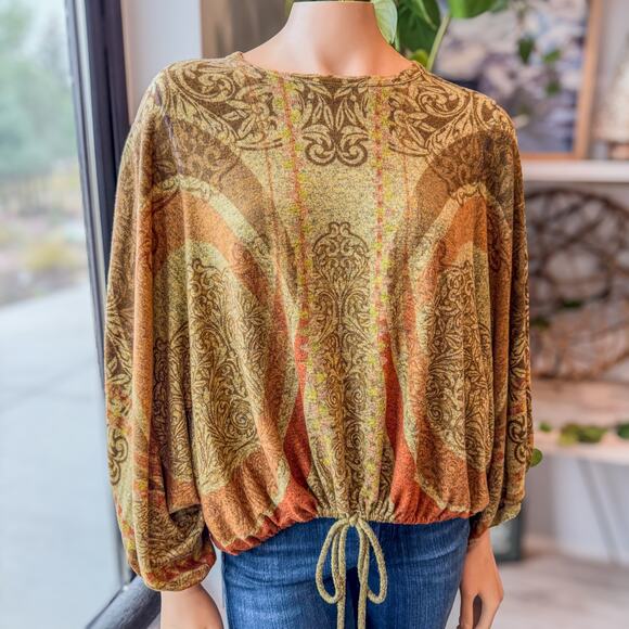 Inoah’s Collection Art to Wear Blouson Style Top w/ Drawstring Hem Women's Small - Picture 8 of 8